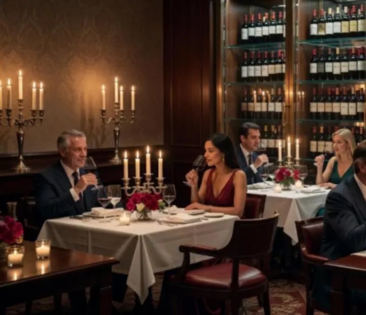 Cocktail raffiné servi sur une table dressée dans une ambiance feutrée
