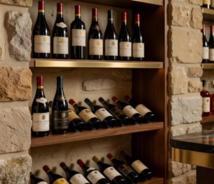Cave à vins premium et cocktails signature dans un bar élégant