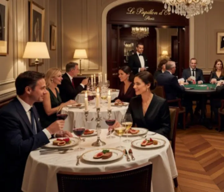 Salle de restaurant gastronomique élégante avec table de poker raffinée