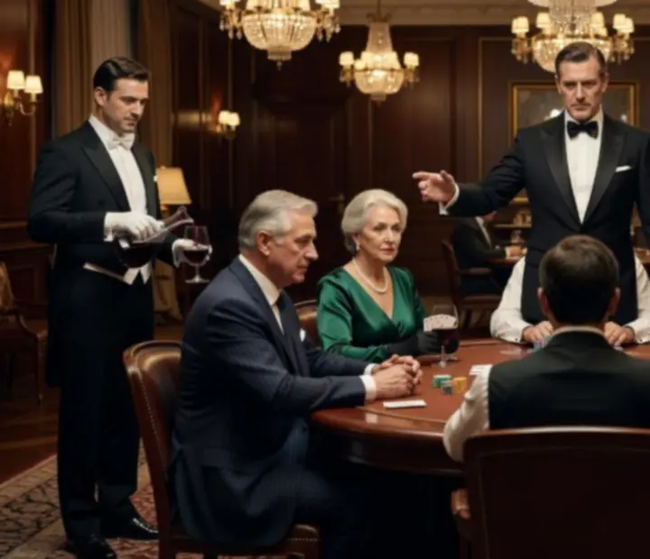 Maître de cérémonie supervisant une soirée poker dans une salle tamisée