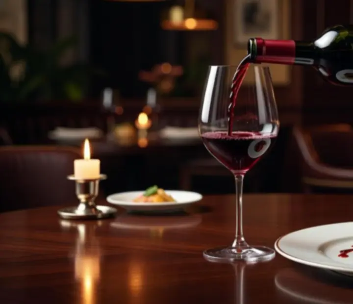 Accords mets et vins servis dans une salle élégante
