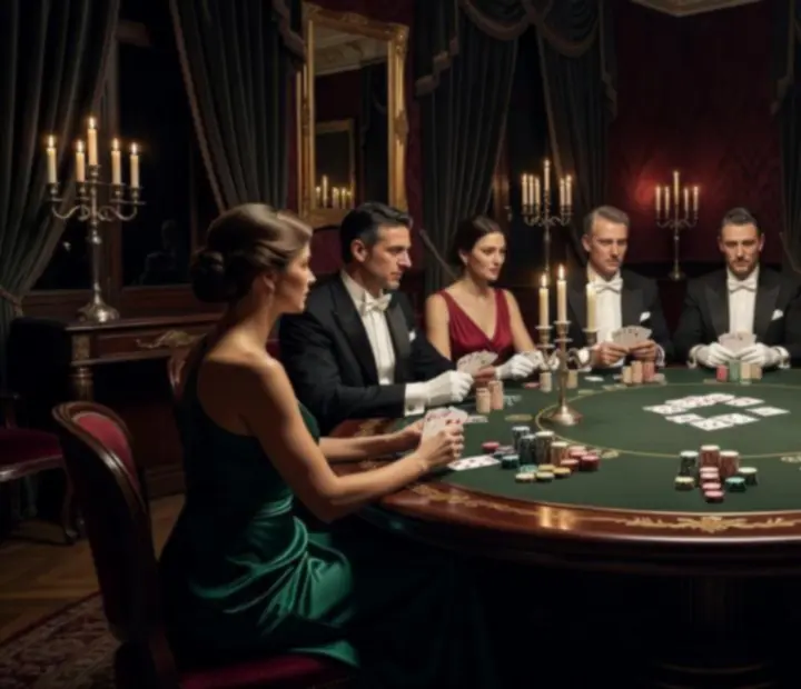 Salon de poker élégant à la lumière des chandelles dans un restaurant gastronomique